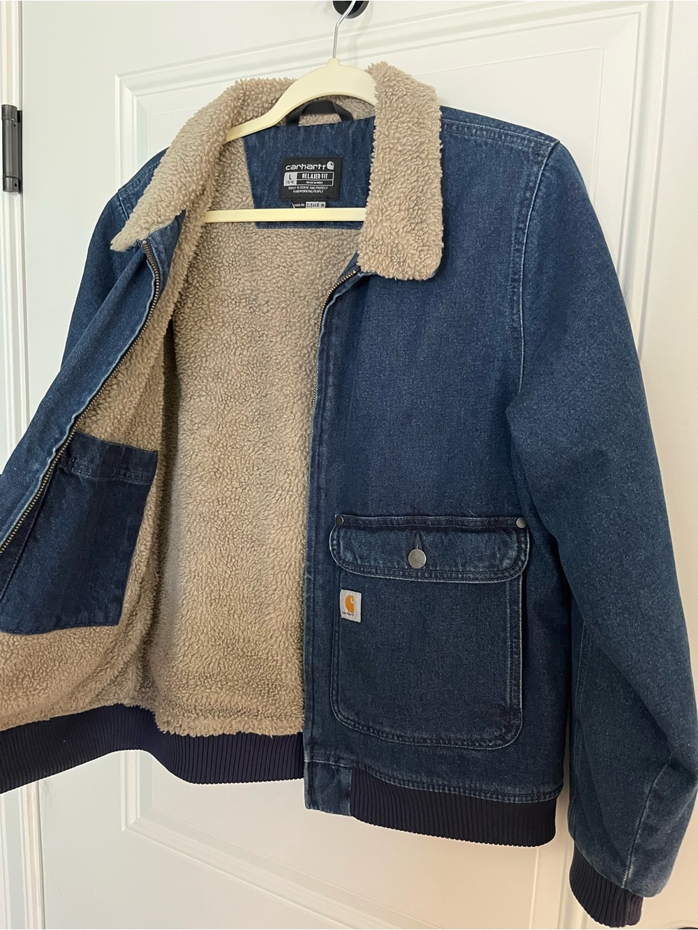 Carhartt Women’s Rugged Flex Relaxed Fit Denim Sherpa-Lined Jacket - Large - Picture 4 of 4